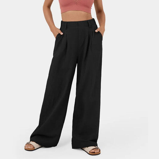 Pantalon taille haute à jambes droites pour femmes