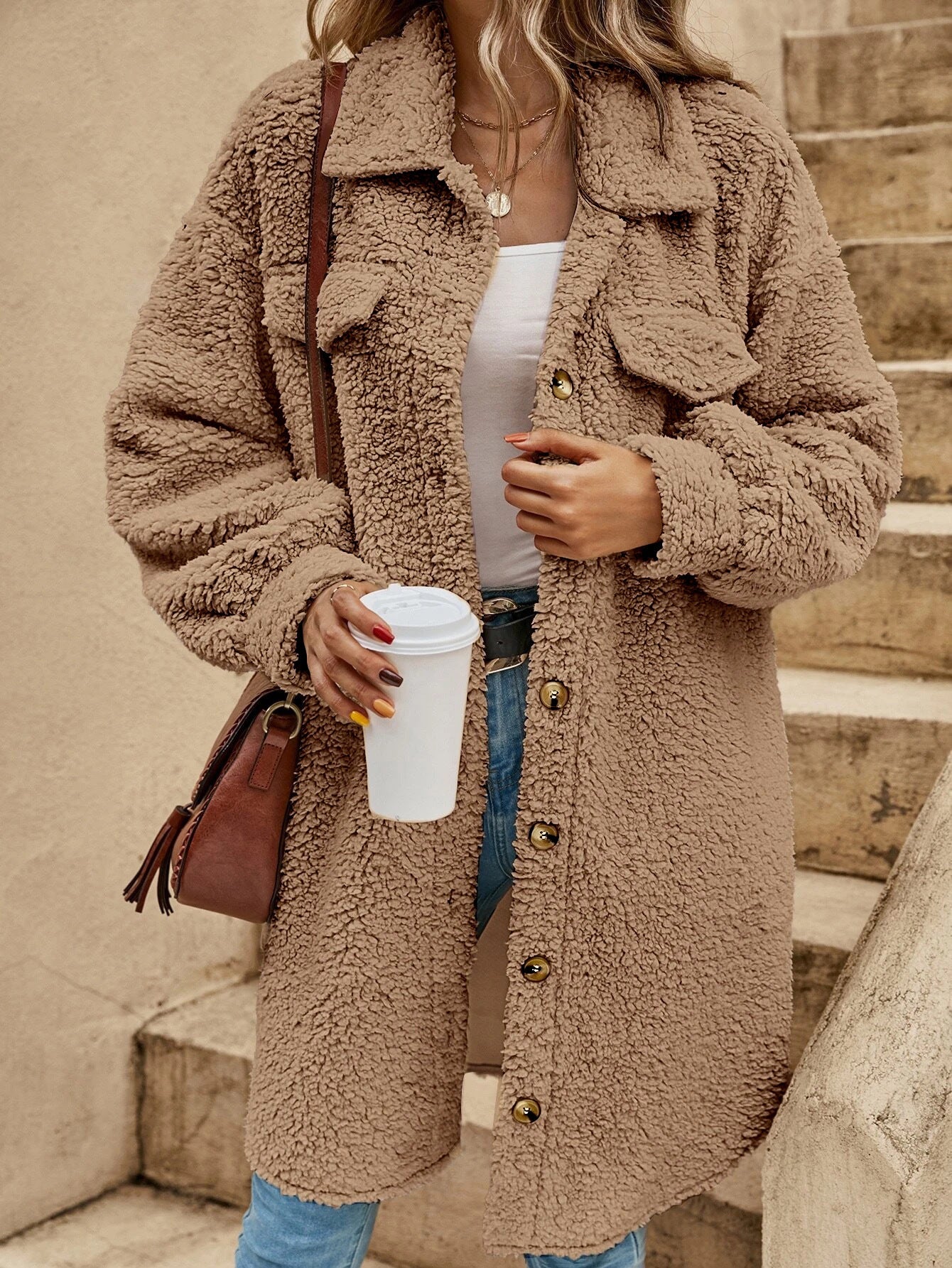 Manteau uni pour femme