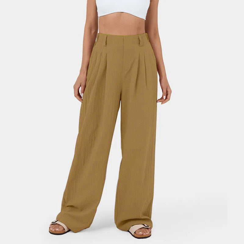 Pantalon droit taille haute pour femmes