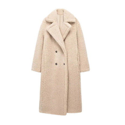 Long manteau en peluche pour femme