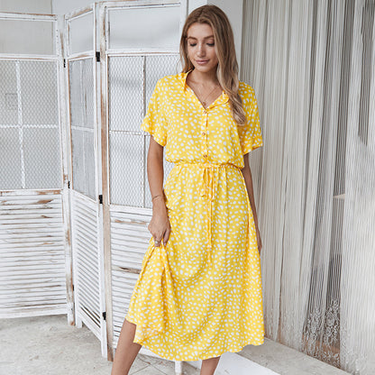 Anesley - Robe d'été à manches courtes et à pois