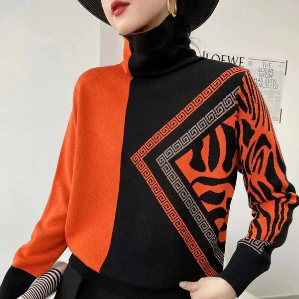 Pauline laurent | turtle-neck élégant pull imprimé