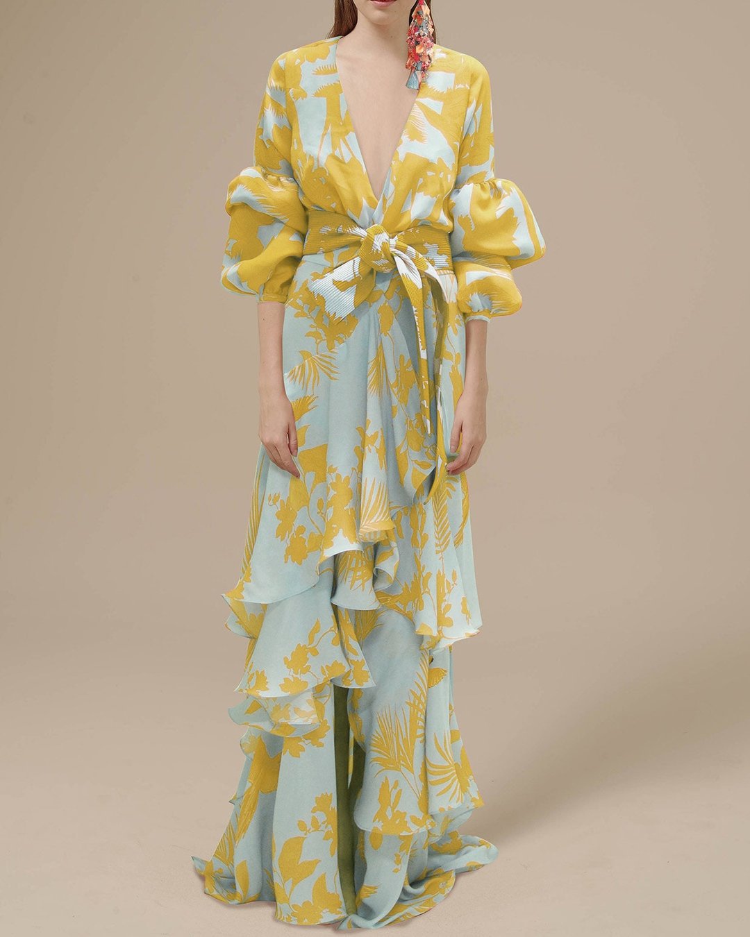 Benet - Robe de soirée en mousseline de soie imprimée
