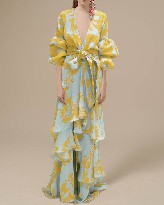 Benet - Robe de soirée en mousseline de soie imprimée