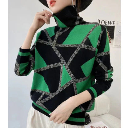Pauline laurent | turtle-neck élégant pull imprimé