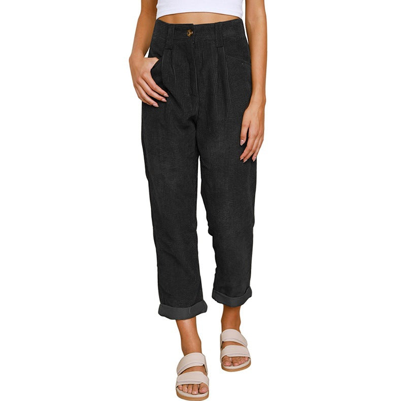Pantalon coupe droite à taille haute pour femmes
