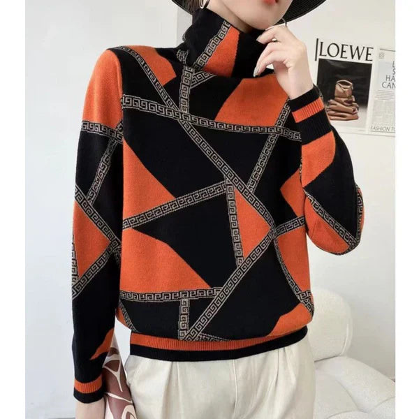 Pauline laurent | turtle-neck élégant pull imprimé