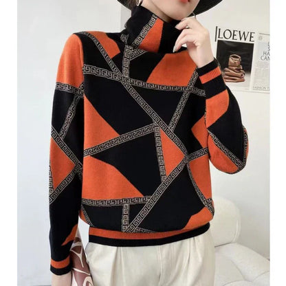 Pauline laurent | turtle-neck élégant pull imprimé