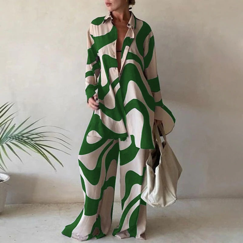 Ensemble de blouses amples à manches longues et de pantalons larges assortis