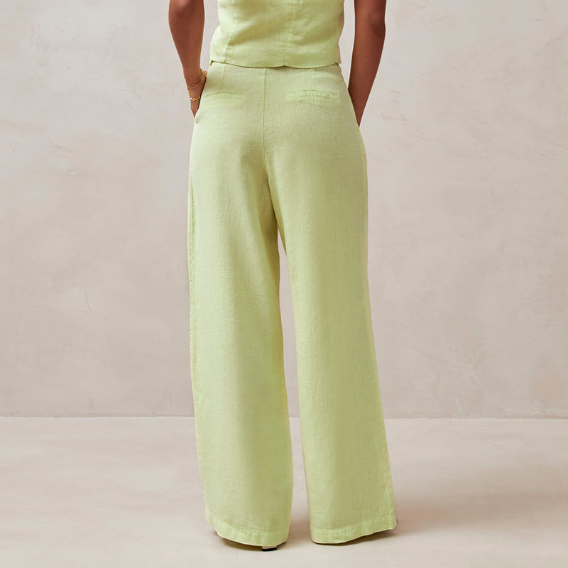 Pantalon taille haute, droit et ample pour femme