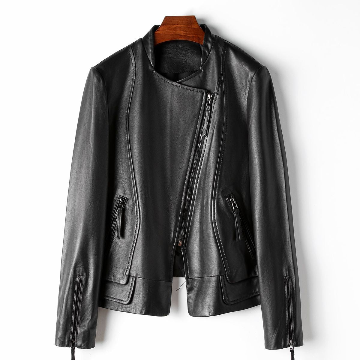 Vintage Elégant blouson de cuir biker style bomber pour femme | Parfait pour tous les jours