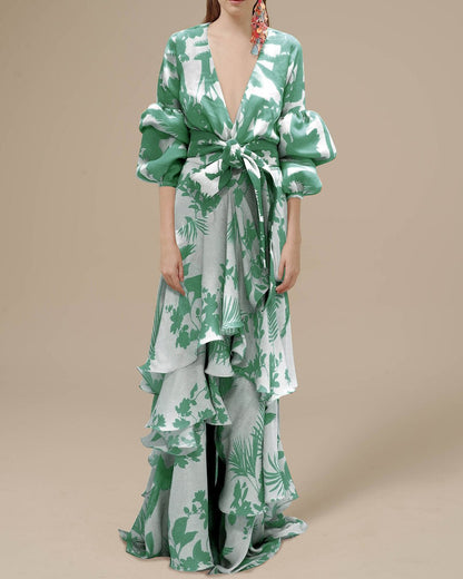 Benet - Robe de soirée en mousseline de soie imprimée