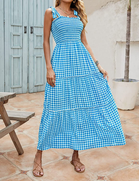 Robe longue d'été ample pour femmes avec imprimé bohème