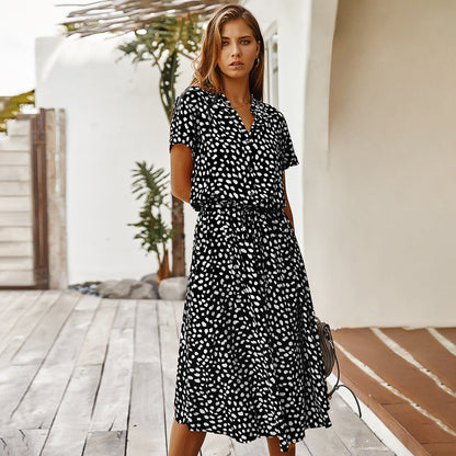 Anesley - Robe d'été à manches courtes et à pois