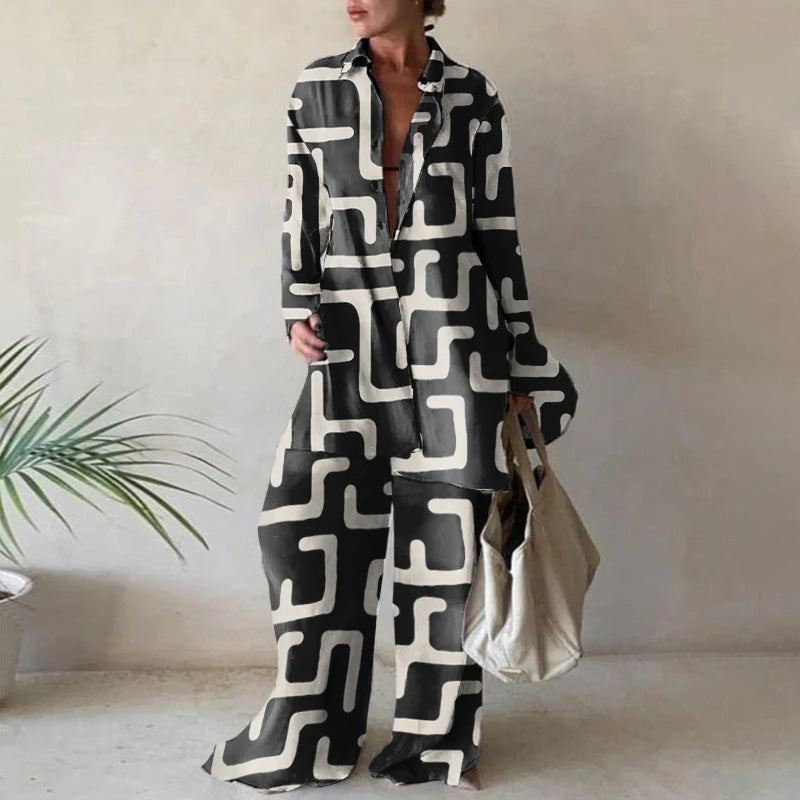 Ensemble de blouses amples à manches longues et de pantalons larges assortis