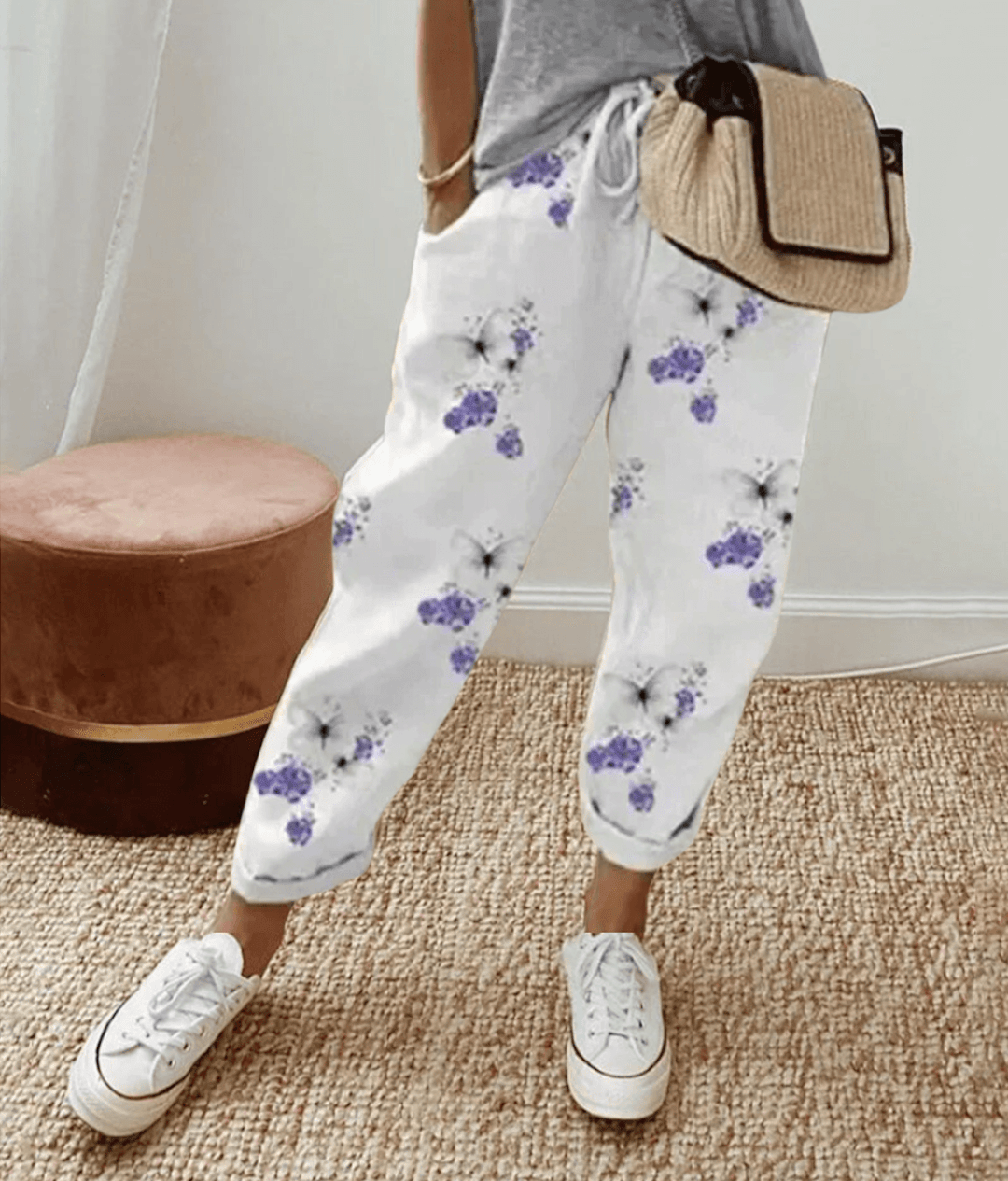 Pantalon élégant en coton et lin