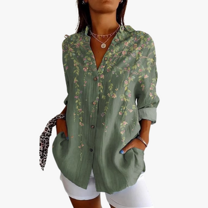 Blouse brodée en lin pour femme