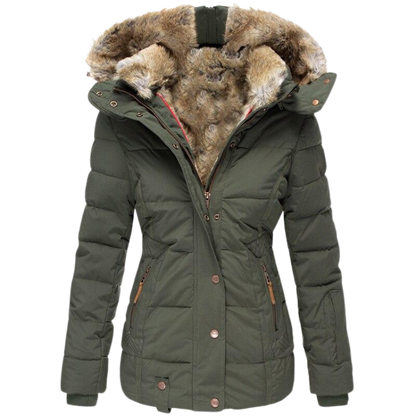 Chloe™ - Manteau de fourrure décontracté avec capuche pour femme