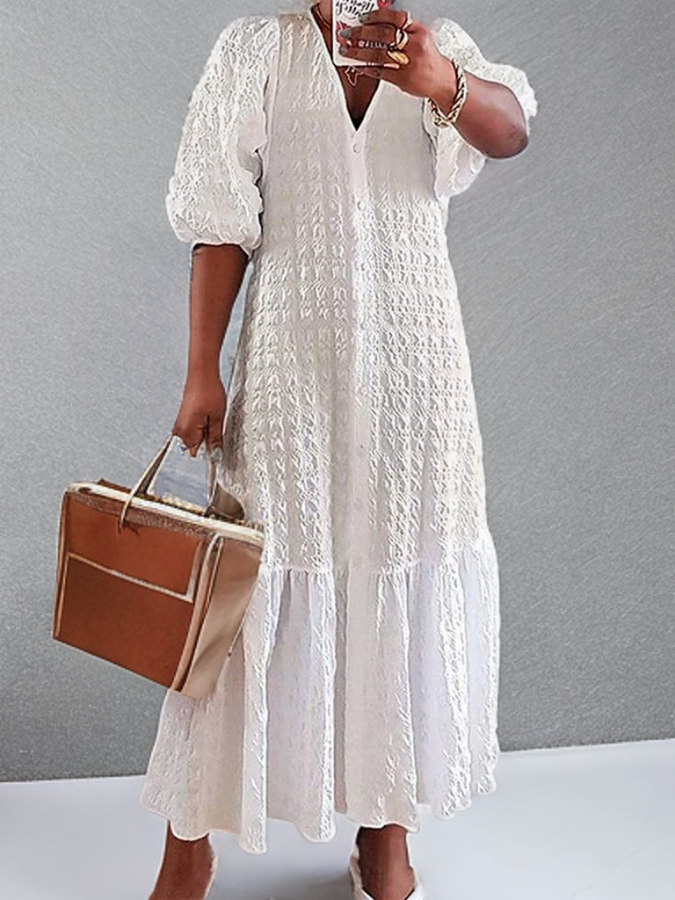 Ophelia - Robe décontractée avec boutons plissés