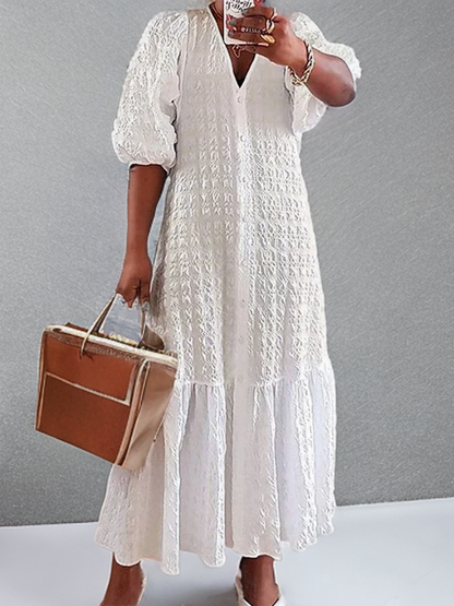 Ophelia - Robe décontractée avec boutons plissés