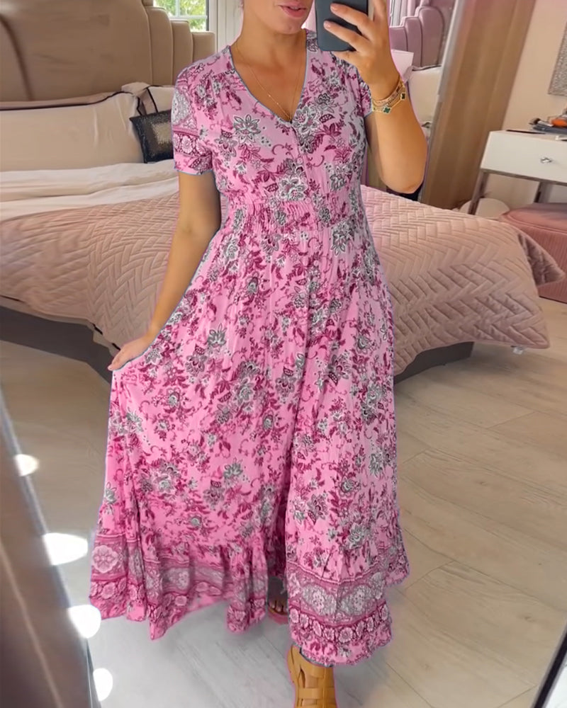 Orsa - Robe à col en V avec imprimé floral
