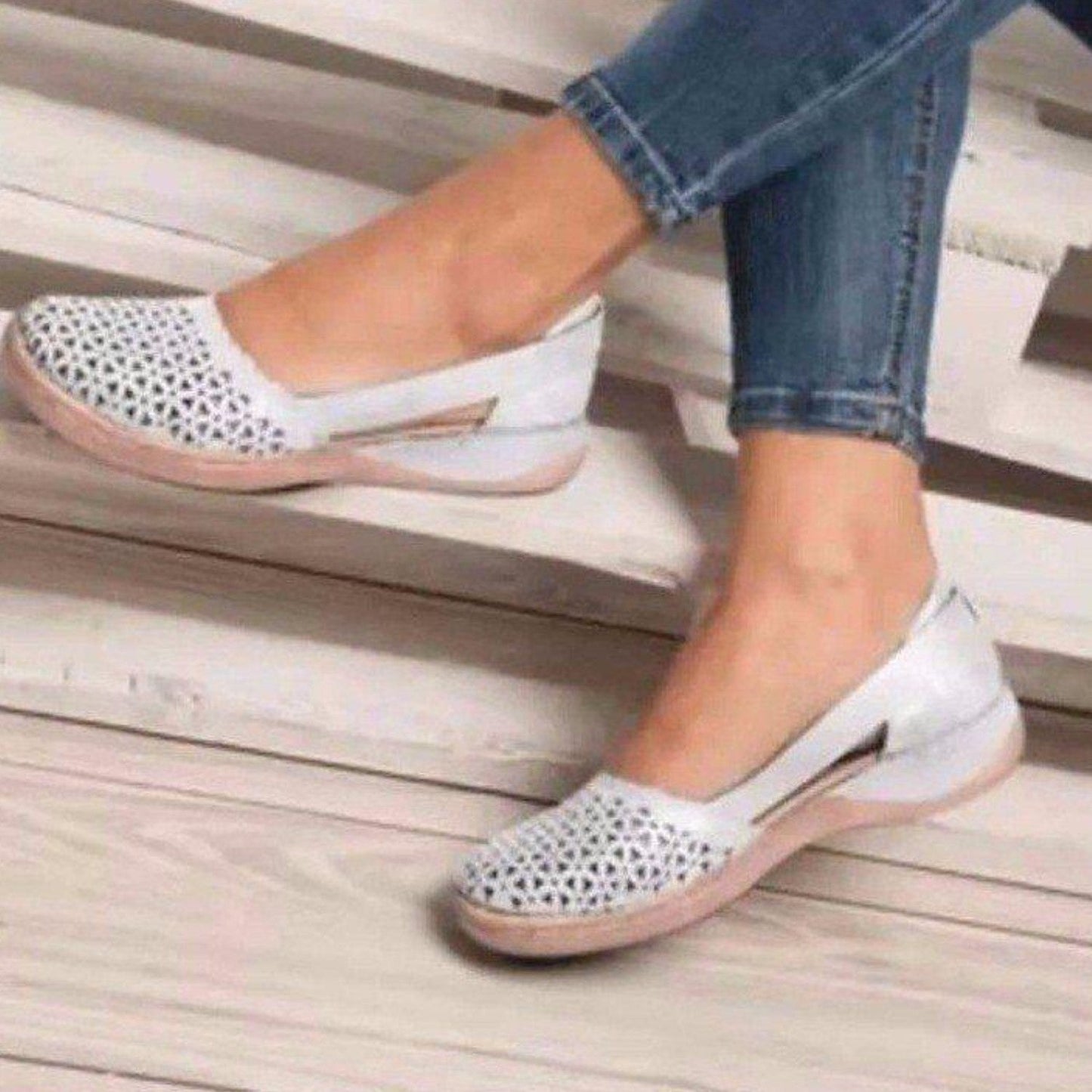Daantje | Espadrilles en cuir vintage avec motif évidé