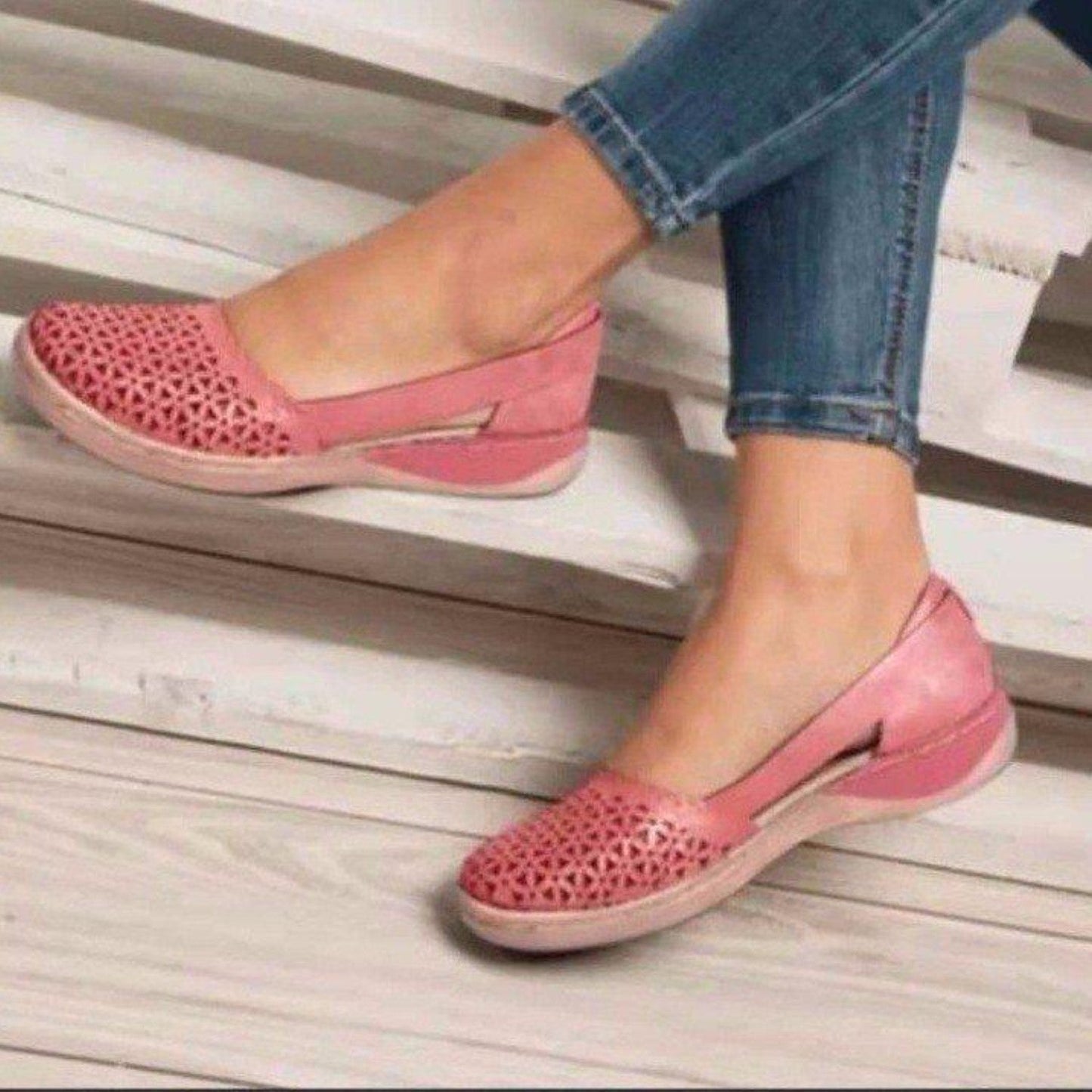 Daantje | Espadrilles en cuir vintage avec motif évidé