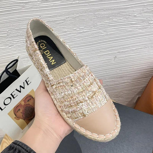 Marieke | Espadrilles plates en toile avec patch en cuir