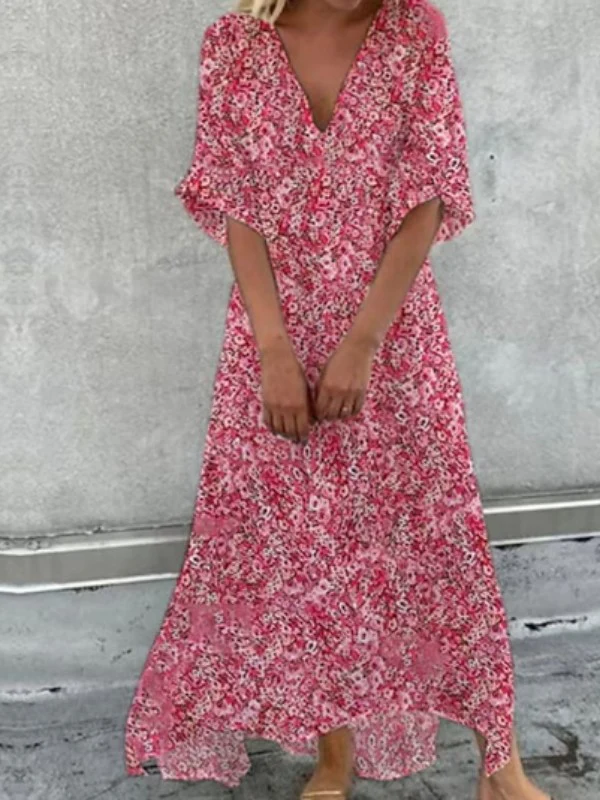 Pam - Robe en coton à demi-manches et col en V