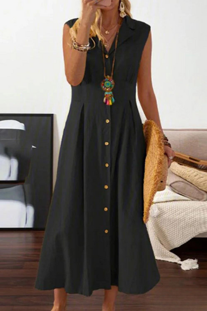 Peggy - robe midi sans manches avec boutons superposés