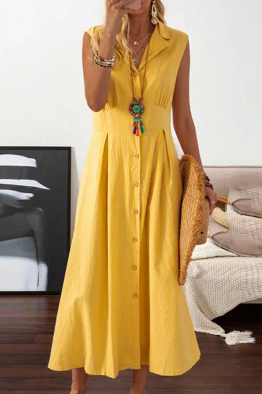 Peggy - robe midi sans manches avec boutons superposés