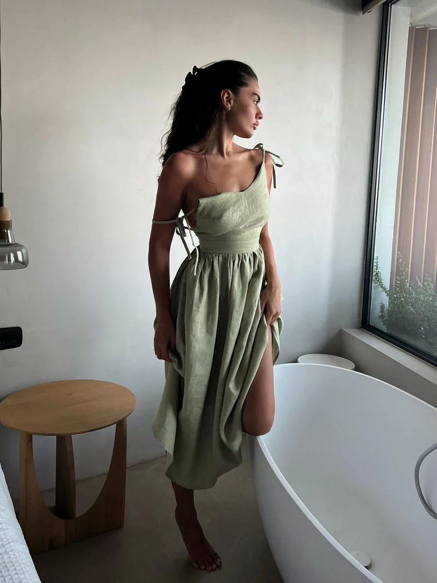 Peyton - Robe en algodon/lino