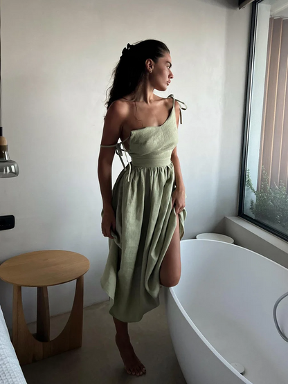 Peyton - Robe en algodon/lino