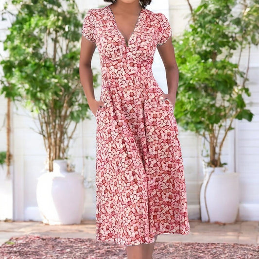 Robe midi d'été avec fleurs