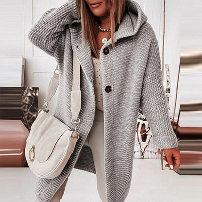 Cardigan en tricot avec boutons et capuche