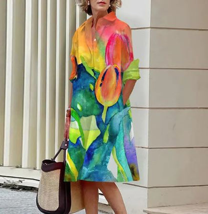 Jandy - Robe élégante à motifs floraux froissés