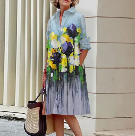 Jandy - Robe élégante à motifs floraux froissés