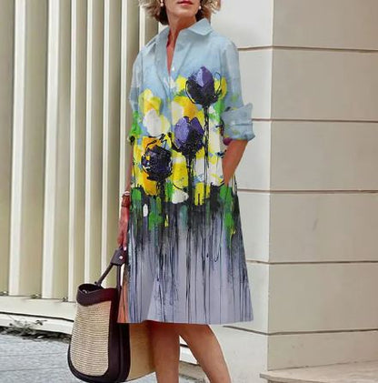 Jandy - Robe élégante à motifs floraux froissés