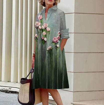 Jandy - Robe élégante à motifs floraux froissés