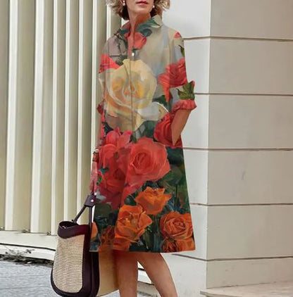 Jandy - Robe élégante à motifs floraux froissés