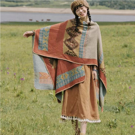 Gudrunam | Femme Elégante Poncho Cardigan | Longue