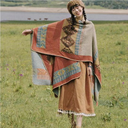 Gudrunam | Femme Elégante Poncho Cardigan | Longue