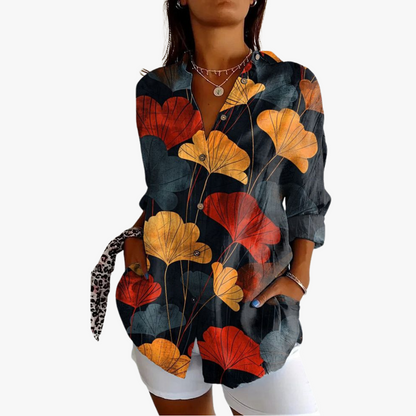Blouse brodée en lin pour femme