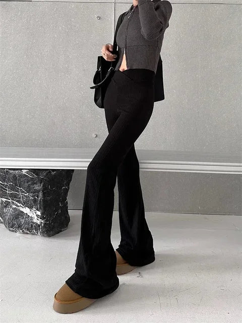 Camille - Pantalon de survêtement côtelé évasé