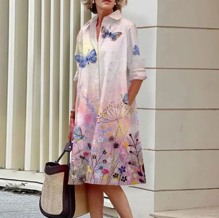 Jandy - Robe élégante à motifs floraux froissés