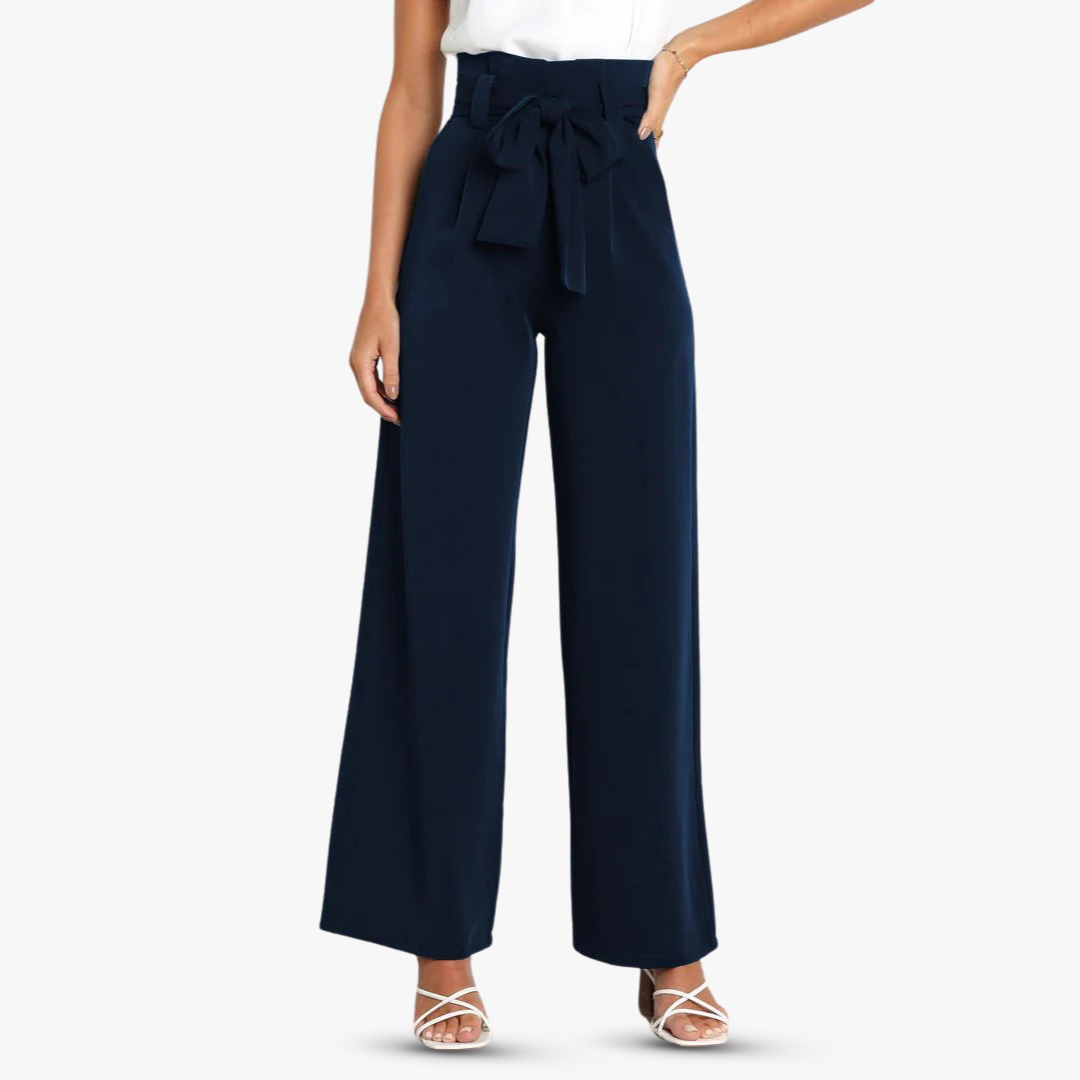 Pantalon large pour femme avec ceinture à nouer