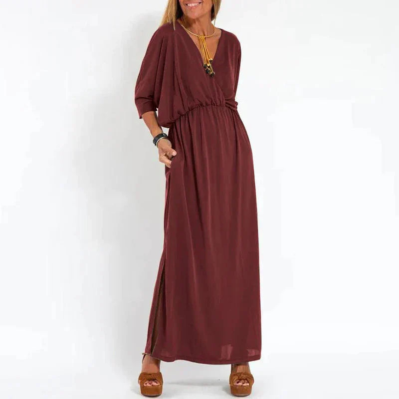 Rasha - Robe longue vintage avec fente haute sur le côté
