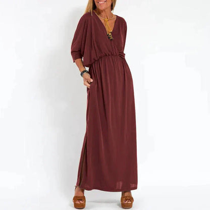 Rasha - Robe longue vintage avec fente haute sur le côté