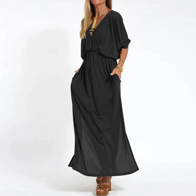 Rasha - Robe longue vintage avec fente haute sur le côté