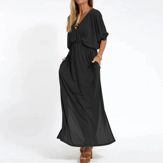 Rasha - Robe longue vintage avec fente haute sur le côté